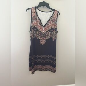 Black and Pink Paisley Sleeveless dress